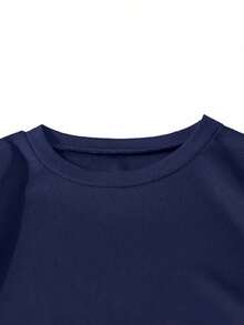 Camiseta Infantil de manga curta estampada 'salamandra' Gamer  para meninos, tecido macio e elástico, respirável e secagem rápida, ideal para esportes internos e externos, encontros casuais - cor azul-marinho - Visão 4