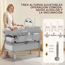 Contemporary Folding Baby Changing Table, Height Adjustable With Wheels - Grey - View 2