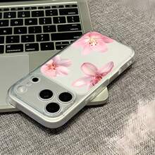1件透明白色3朵淡粉色花朵圖案全包覆鏡頭保護防摔防撞個性化手機殼，適用於 16 Pro Max/17/16/15/14 Plus/13/12/11/Air - 彩色 - 查看 3