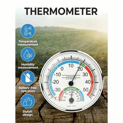 Pointer-Style Temperature And Humidity Meter, Dual-Function For Measuring Temperature And Humidity, Indoor Electronic Temperature And Humidity Sensor With Pressure Gauge, Household Thermometer