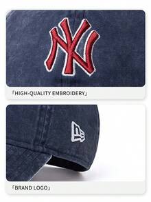 New Era American Navy Washed NY Embroidered Soft Baseball Cap, Unisex Daily Outdoor Sports Sun Hat - Blue - View 5