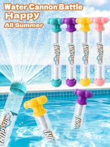 Summer Essential Mini Pull-Action Water Gun Launcher, Adult Macaron Multi-Color Fireworks-Shaped Water Spray Gun, Transparent Smooth Handle Wide Spray Water Toy, Suitable For Pool, Beach, Lake, River, Pool Party, Vacation Photo Prop, Beach Essential - Multicolor - View 2