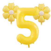 3pcs Giant 40 Inch Lemon Yellow Number 0-9 Balloon Set, Includes 18 Inch Fresh Daisy Balloons, Suitable For Birthday, New Year, Anniversary, Anniversary Party Decoration, 40 Inch Large Number Birthday Balloons - Number - View 19