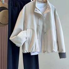 2026 Spring/Autumn New Design Stand Collar Short Jacket Coat Women, Fashionable Windbreaker Versatile Outdoor Sports - Apricot - View 3