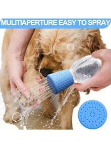 1pc Random Color Innovative Silicone Pet Shower Head, Portable Pet Grooming Spray Nozzle, Multi-Functional Dog Bathing And Outdoor Drinking Accessory, Silicone Shower Head, Dog Shower Spray Nozzle, Outdoor Pet Cleaning Supplies - Multicolor - View 2