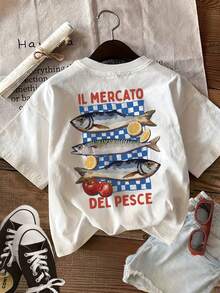Camiseta de verano estampada de manga corta para mujer, top para mujer, tejido de algodón puro, corte regular.blusas para mujer playeras de mujer blusas casuales para dama conjuntos de mujer - Blanco - Ver 2