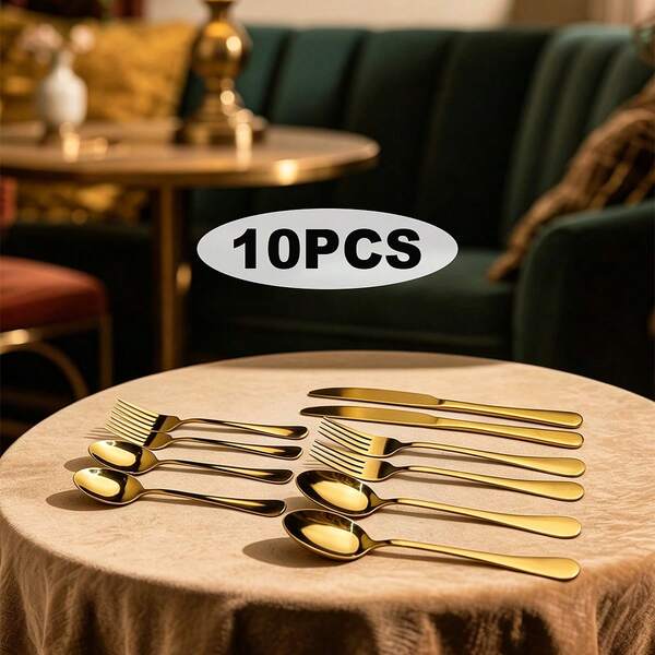 10-Piece/48-Piece Western-Style Steak Knife, Fork, And Spoon Set, Stainless Steel Cutlery Set, Suitable For Parties, Weddings, And Hotels.