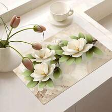 1pc 2D Floral Kitchen Countertop Mat, Diatomaceous Earth Material, Highly Absorbent, Suitable For Tableware, Coffee Machine, Microwave, Etc. Fashionable Watercolor Design, Ideal Choice For Modern Kitchen. - Multicolor - View 3
