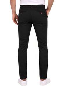 Holstone Pack 3 Pantalones Estilo Chino de Gabardina Premium Hombre - Uso Casual y Oficina Moda Caballero - Pantalón de Algodón. - Negro - Verde Olivo - Caqui - Ver 6