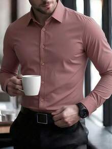 anfinity Mode Elegante camisa de vestir blanca de manga larga para uso formal o de oficina con cuello de camisa, camisas de negocios, camisa casual de negocios para hombres, otoño, ceremonia - Negro - Ver 23