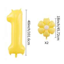 3pcs Giant 40 Inch Lemon Yellow Number 0-9 Balloon Set, Includes 18 Inch Fresh Daisy Balloons, Suitable For Birthday, New Year, Anniversary, Anniversary Party Decoration, 40 Inch Large Number Birthday Balloons - Number - View 22