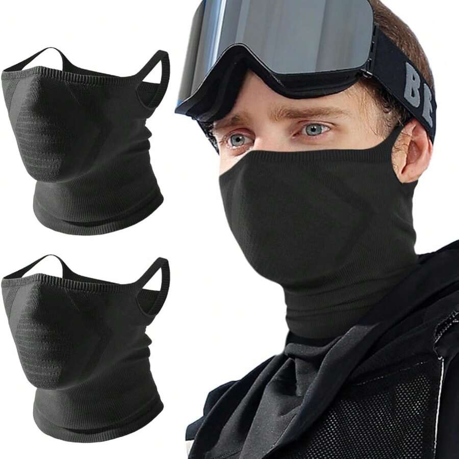 1pc Unisex Vintage Half-Face Earloop Neck Gaiter Mask, Breathable Geometric Pattern, Suitable For Outdoor Activities, Cycling, Hiking, Running, Skiing, Cosplay And More - Multicolor - View 1