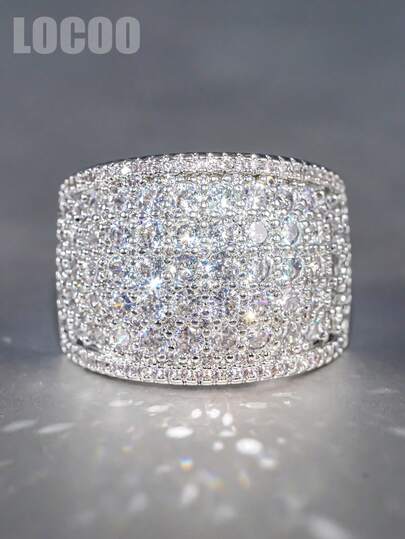 1pc Elegant Cubic Zirconia Ring, Suitable For Women To Wear, Suitable For Wedding, Engagement, Anniversary Party, Valentine's Day Gift