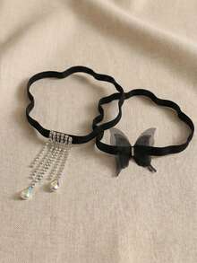 2pcs/Set Bridal Leg Garter Fashion Niche Black Elastic Rope Thigh Chain Stocking Garter Bridal Leg Accessory - Black - View 4