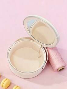 Dior Light Apricot Round Makeup Bag - Handheld Makeup Bag With Zipper And Built-In Makeup Mirror | Luxurious And Elegant Makeup Bag, Suitable For Daily Use And Travel - White - View 9