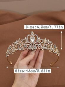 1pc Bridal Crown Wedding Headband, Bride Party Accessory, Suitable For Christmas, Halloween, Birthday - Silver - View 5