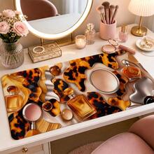 Amber Tortoise Shell Extended Mouse Pad, Glossy Resin Animal Texture Desk Mat, Fashionable Vanity Computer Pad, Wide Keyboard Mat, Suitable For Fashion Office, Makeup Table, Dorm, Laptop Setup, Gift, Non-Slip Rubber Bottom - View 4