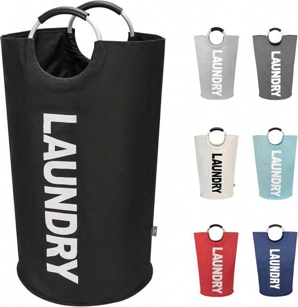 GMOX Large Laundry Basket - Aesthetic Foldable Clothes Hamper, Freestanding Fabric Storage Bin Bedroom, Dorm & Bathroom Organization