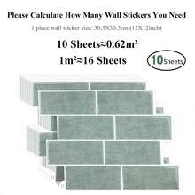 Self-Adhesive 2D Brick Texture Wall Panels, Removable Waterproof Oil-Proof Tile Decals For Kitchen & Bathroom, Festival Spring Home Decor Murals, Vinyl Stickers, Birthday & Graduation Gifts - Green Alien - View 9