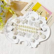 18 pezzi Catene piccole con perline serie bianca, farfalla bianca, accessori floreali, charm per scarpe serie rosa carini adatti per ciabatte forate - Bianco - Visualizzare 3