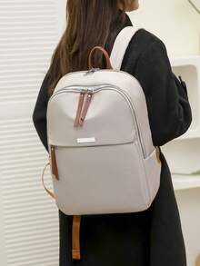 Mochila impermeable de gran capacidad, versátil y de moda - Beis - Ver 4