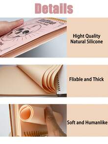 Pink 1MM Silicone Skull Fake Skin Tattoo Practice Book, Double-Sided Permanent Makeup Training Supplies, Tattoo Accessories - Pink - View 4
