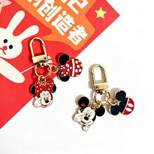 1/2pcs Disney New Cute Heart-Shaped Mickey Minnie Mouse Couple Keychain, Unisex Exquisite Metal Bag Charm Key Chain - Multiple Styles - View 2