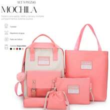 Shendy Vendy Backpack With Large Capacity, 5-Piece Set Fashionable Cool Youth Backpack Pencil Case Laptop School Student - MOD217 粉紅色 - 查看 1