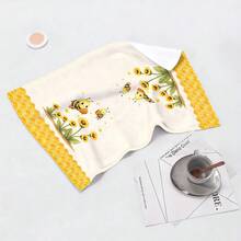 2/4/6pcs Set, Dish Towel, Little Bee Kitchen Towel And Dishcloth - Cute Farmhouse Style Decor, Adorable Bee Theme Hand Towel Suitable For Farmhouse Style Home, Modern Kitchen Decor Dishcloth, Machine Washable Bee Print, Home Gift For Mom, New Home Gift, Reusable Kitchen Cleaning Cloth For Home Kitchen Decor - Multicolor - View 10