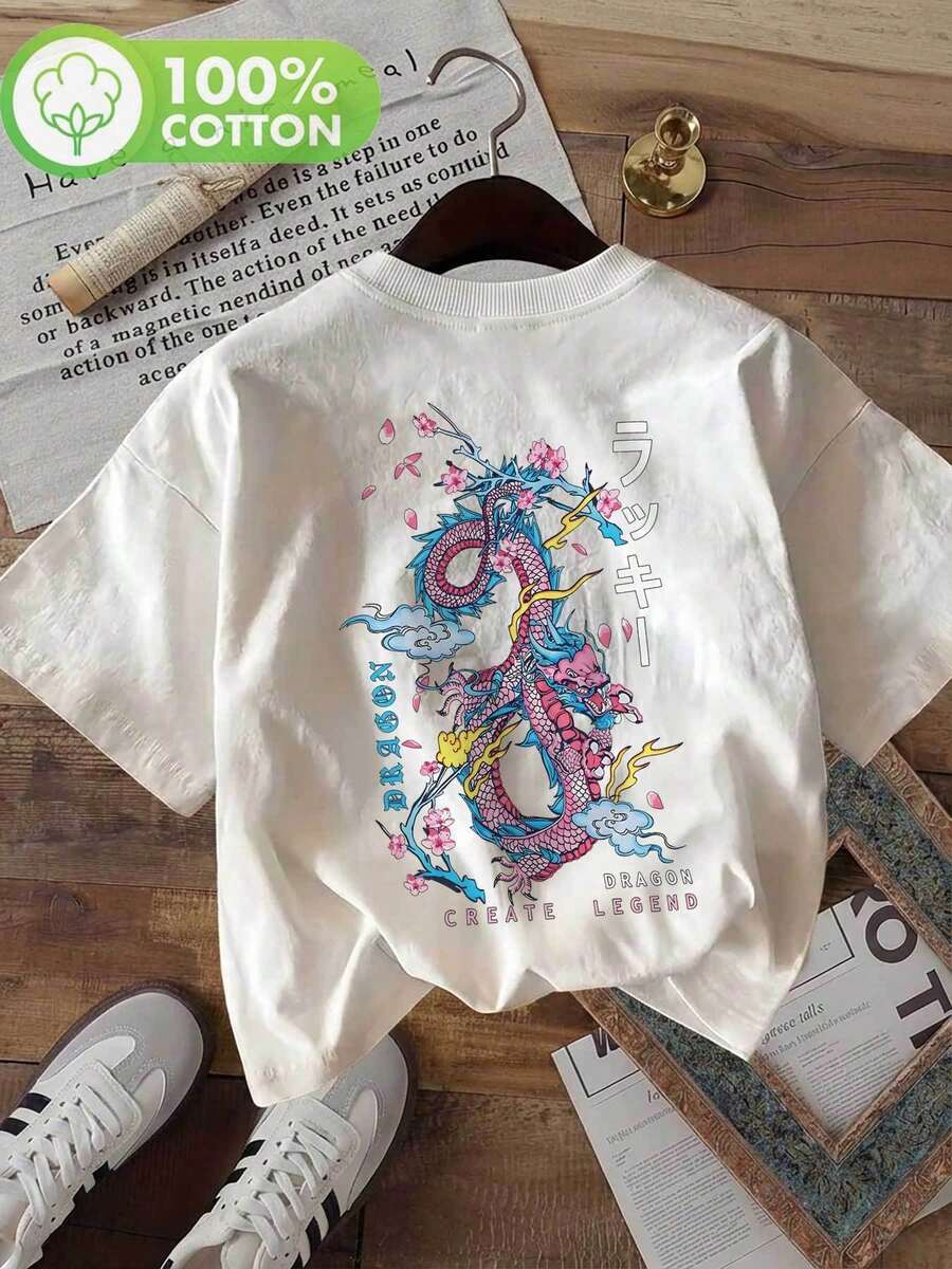 Camiseta de verano estampada de manga corta para mujer, top para mujer, tejido de algodón puro, corte regular.blusas para mujer playeras de mujer blusas casuales para dama conjuntos de mujer - Blanco - Ver 1