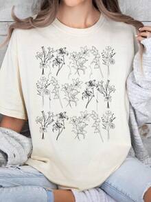 Cuteholiday T-Shirts Pregnant Mom T-Shirt Women's Gift T-ShirtsItalian Summer T-ShirtsRetro Mom T-Shirt Parties Round Collarshopping - 白色 - 查看 1