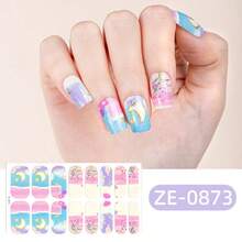 16pcs/1sheet Colorful Flower Gold Graduation Nail Stickers, Waterproof, Home DIY, Suitable For Back To School, Summer Beach, Vacation, Graduation Gift, Winter Nail Art, Full Coverage Self-Adhesive UV-Free Nail Stickers - Multicolor - View 11