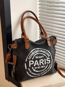 Bolso de mano casual con gran capacidad y versátil, bolso cruzado de moda para estudiantes, trabajo, viajes al exterior, bolso escolar conúltiples compartimentos, perfecto para la p - Negro - Ver 1