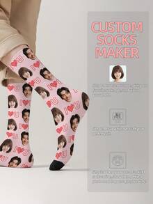 1 Pair Customized Face Pattern Socks, Personalized Photo Socks, Custom Printed Socks, Funny Face Socks, Custom Pattern Socks, Print Any Face Pattern On Socks, Anniversary Gift, Valentine's Day Gift, Unique Birthday Gift, Personalized Collectible - Multicolor - View 9