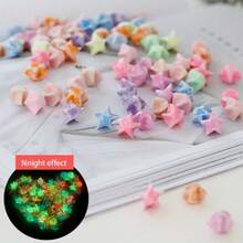 300片漸層色螢光發光幸運星摺紙,五角星摺紙,發光DIY手工雙面,返校季 - 彩色 - 查看 3