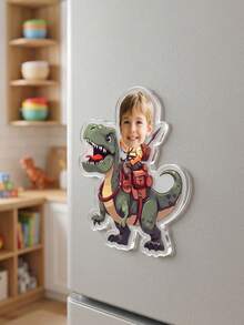 1 buah Magnet Kulkas Akrilik Foto Anak-Anak Kustom Bergambar Penunggang Dinosaurus, Hadiah Magnet Foto Lucu Kustom untuk Dekorasi Rumah Dapur, Kenang-kenangan Ulang Tahun - MultiWarna - View 9