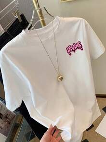 Printed Short-Sleeved T-Shirt With Front And Back Designs - DIVINE - Printed Women's T-Shirt For Spring/Summer, Your Best Choice! - 白色 - 查看 3