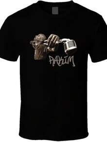 Explora la camiseta de homenaje al rapero Rakim, Microphone Fiend, de estilo Hip Hop Rap. - Negro - Ver 1