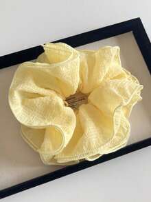 4件/1件裝 女款 16.1cm/6.34in 特大號蓬鬆蕾絲刺繡髮圈，黑白藍黃色，時尚百搭高級優雅極簡純色髮帶，適合日常穿著、休閒、通勤、度假、馬尾、盤髮、洗臉、沐浴、化妝、穿搭，髮飾配件 - 彩色 - 查看 9