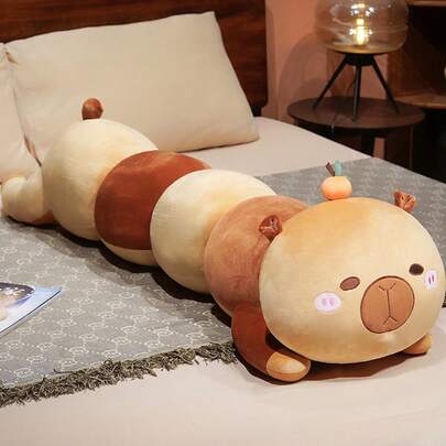 1PC Cute Capybara Caterpillar Plush Doll, Large Bed Sleeping Leg-Clamping Comfort Plush Doll Gift, Funny Adorable Segmented Long Fur Capybara Plush Doll, Large Capybara Sleeping Pillow, Warm Hearted Birthday Valentine's Day Gift For Boyfriend/Girlfriend