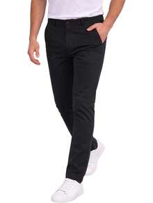 Holstone Pack 3 Pantalones Estilo Chino de Gabardina Premium Hombre - Uso Casual y Oficina Moda Caballero - Pantalón de Algodón. - Negro - Caqui - Arena - Ver 5