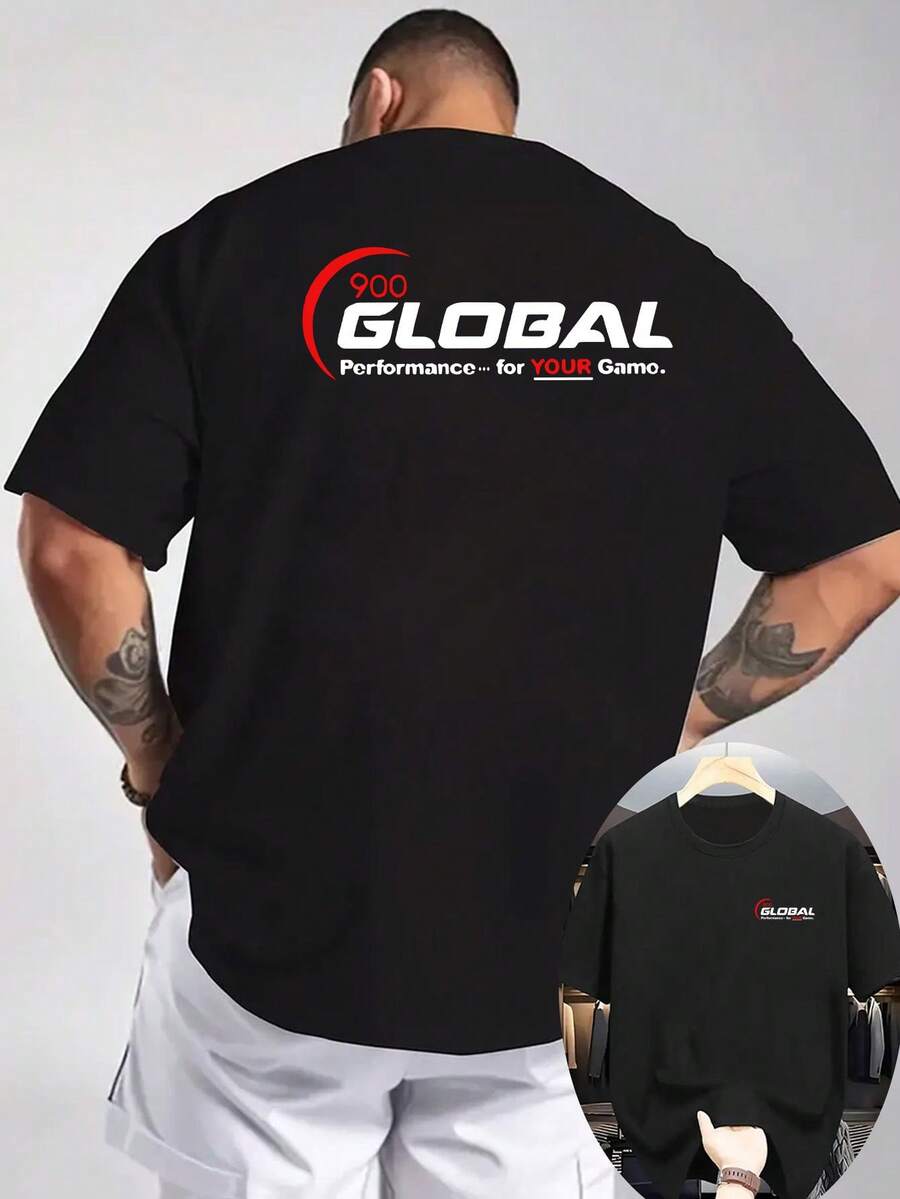Nueva Camiseta Casual de Verano para Hombre con Cuello Redondo Acanalado y Mangas Cortas, Hecha de Tejido de Punto para una Sensación Refrescante y Cómoda.Cuenta con impresión a doble cara e - Negro - Ver 1