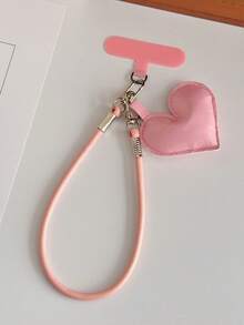 Ins Fashion Creative Leather Heart-Shaped Bag Charm, Heart Keychain, Phone Case Strap, Couple Backpack Pendant, Suitable For Phone Lanyard, CCD Camera Hanging Chain, Bag Decoration, Creative Anti-Loss Wrist Strap - Multicolor - View 4