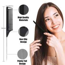 Rat Tail Steel Pin Hair Parting Comb Set, Anti-Static Highlight Sectioning Combination Kit For Hair Styling, Salon-Grade Fine Teeth Comb For Weaving, Braiding & Dyeing, Portable Hairdressing Tool Daily Home & Professional Use Accessories. - A - View 4