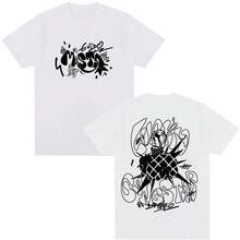 Anime  Bizarre Adventure Guīdo Mista T-Shirts für Männer und Frauen, Lässige Baumwolle, Kurzarm, Übergroße T-Shirts, Harajuku Streetwear - Weiss - Übersicht 2