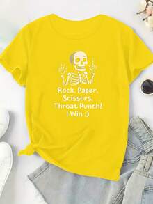 Plus Size - Plus Size - Casual T-Shirt For Plus Size Women, Featuring A Round Neck, Short Sleeves, And A Slightly Stretchy Material, Designed For Comf - Hitam - View 9