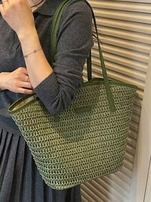Bolso de hombro minimalista de gran capacidad Bolso tote Bolso de hombro arcoíris - Verde - Ver 3