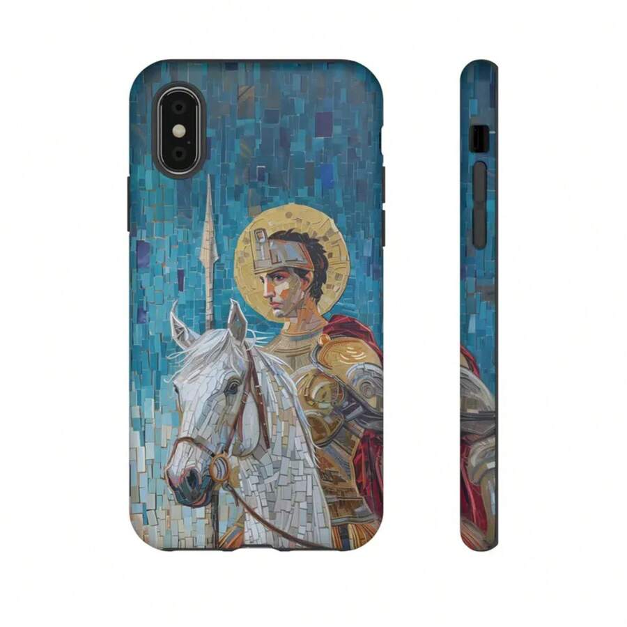 Gran Mártir San Jorge, Matador de Dragones, Funda para Galaxy, Ícono de Mosaico Bizantino, Cristiano Ortodoxo, HONOR OPPO - Multicolor - Ver 1