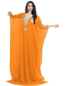 KoC - Vestido largo para mujer, estilo kaftán Farasha, Caftán, tipo kimono - Verde (Verde mar) - Ver 18