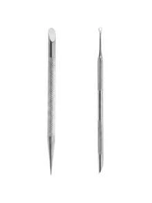 2 piezas Empujador de cutículas de acero inoxidable de grado profesional con doble extremo, raspador de acero antideslizante para exfoliar los bordes de las uñas, cuidado de manos y pies unisex, limpieza de grietas de las uñas, juego de herramientas estándar para salón de uñas y DIY - por defecto - Ver 11